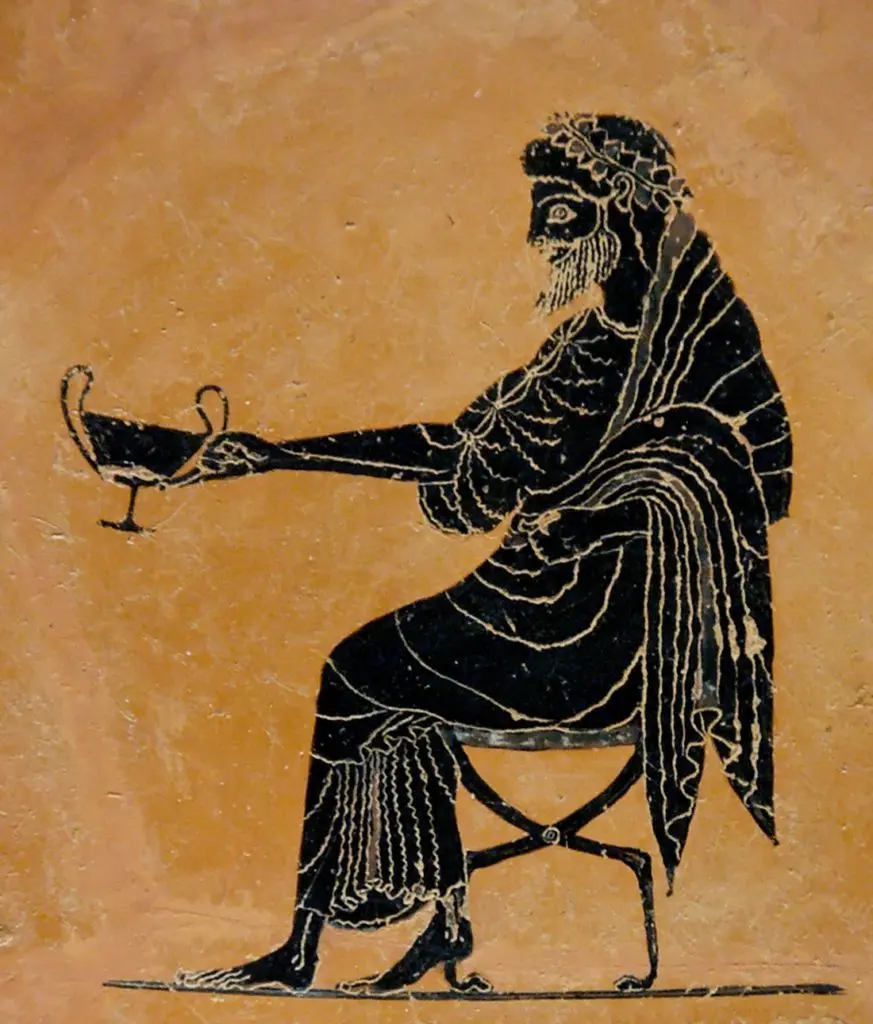 Dionysus extending a drinking cup (kantharos), late 6th century BC
