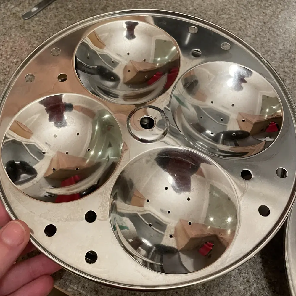 Steel idli molds, empty