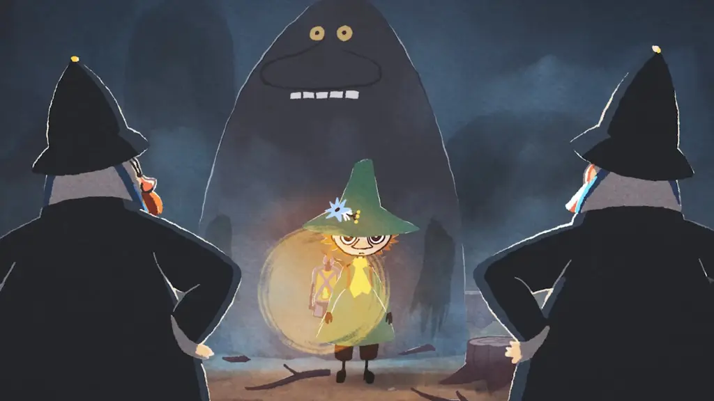 Snufkin scares the crap out of some policemen with the help of the Groke