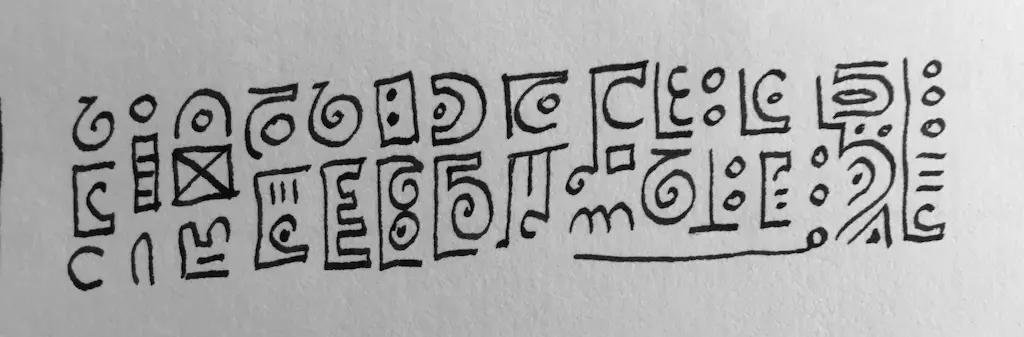 Visual glossalia, ink on paper, AK Krajewska 2019. Photo of my own work.