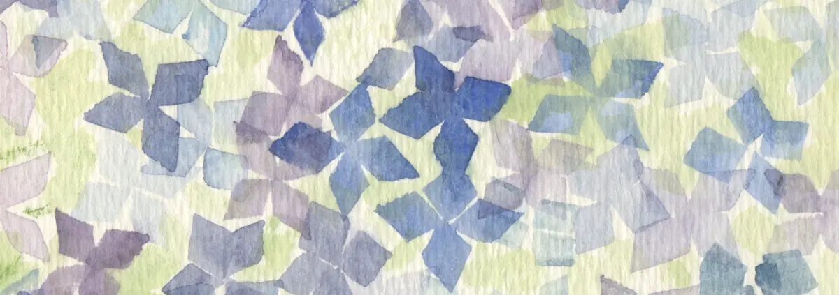 An abstract painting of watercolor blossoms