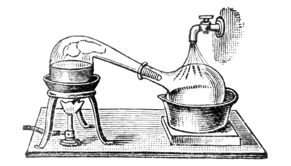Engraving of alchemical equipment