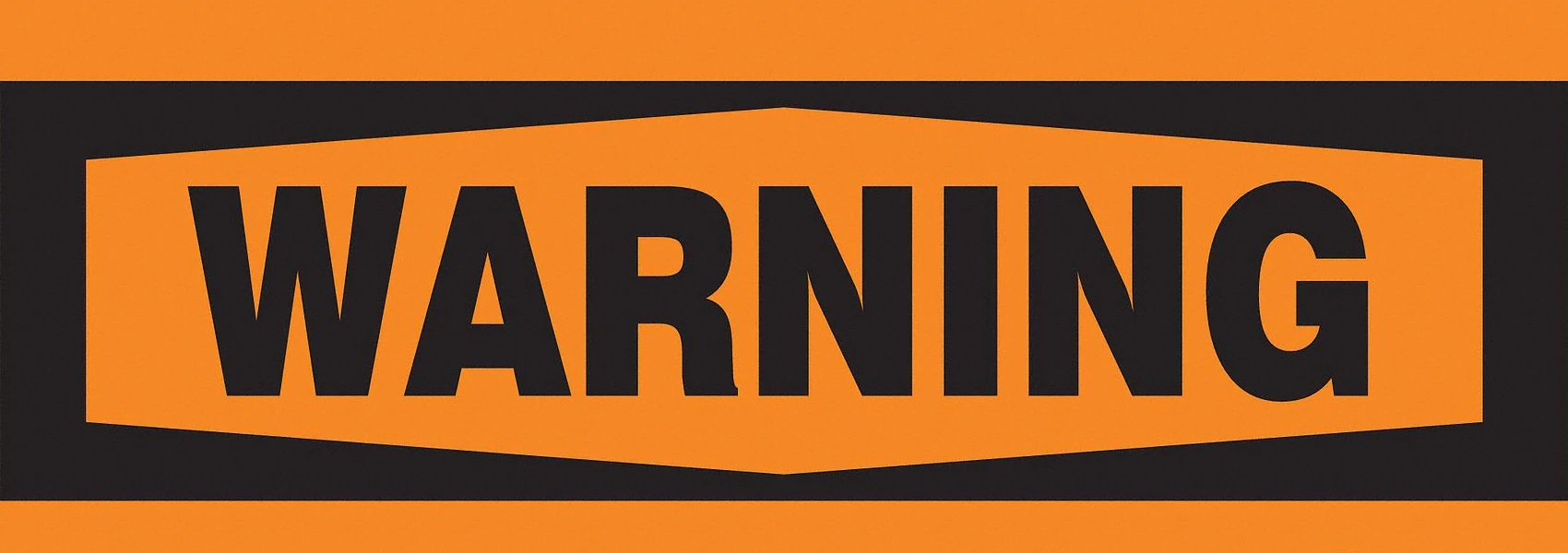 A closeup of an orange WARNING header from a safety sign.